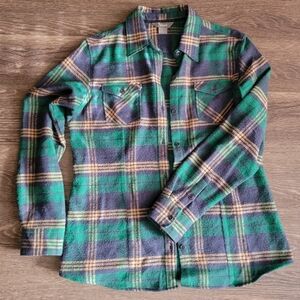 Natural Reflections Plaid Flannel Jacket - Green and Blue